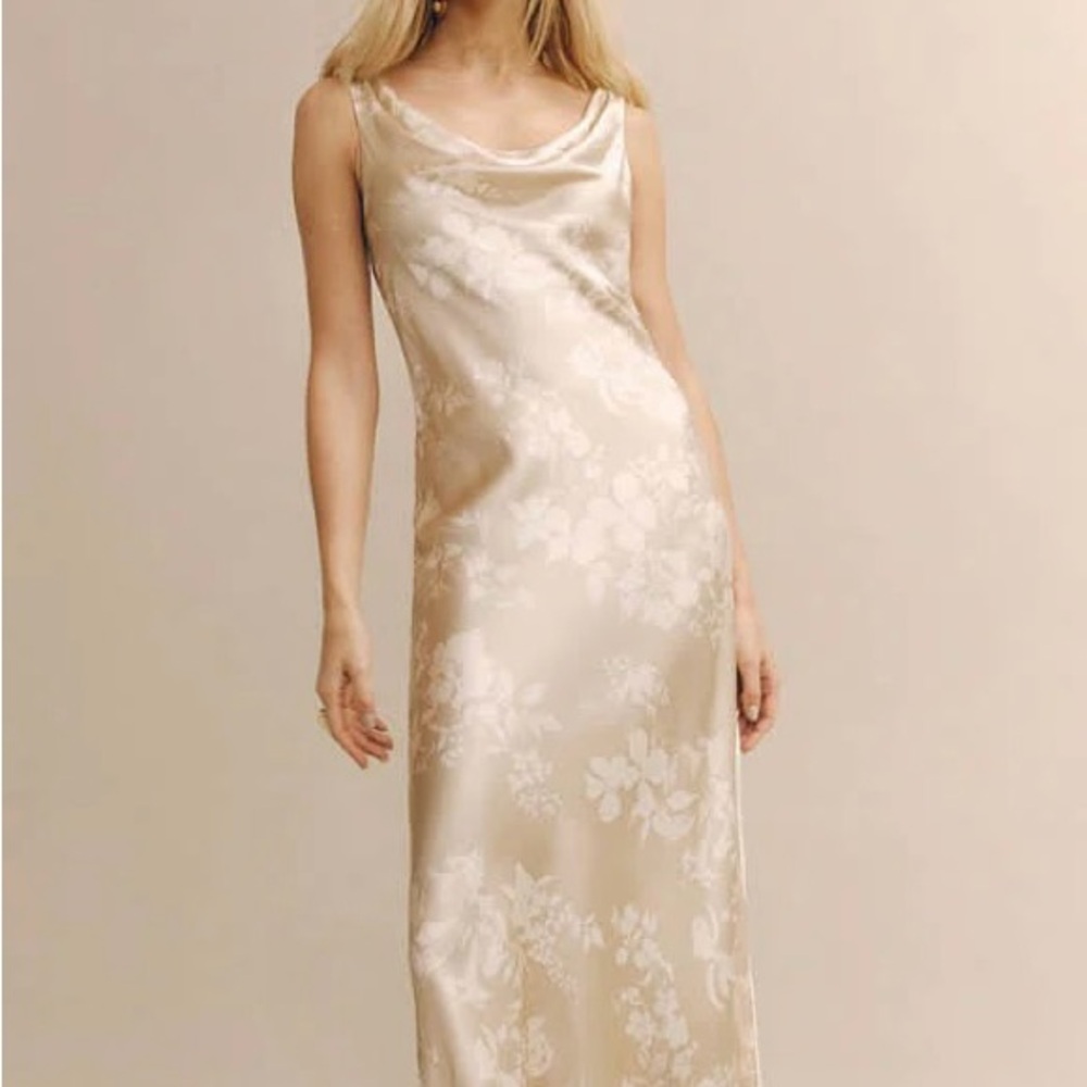 Reformation Annabelle Silk Dress in Champagne